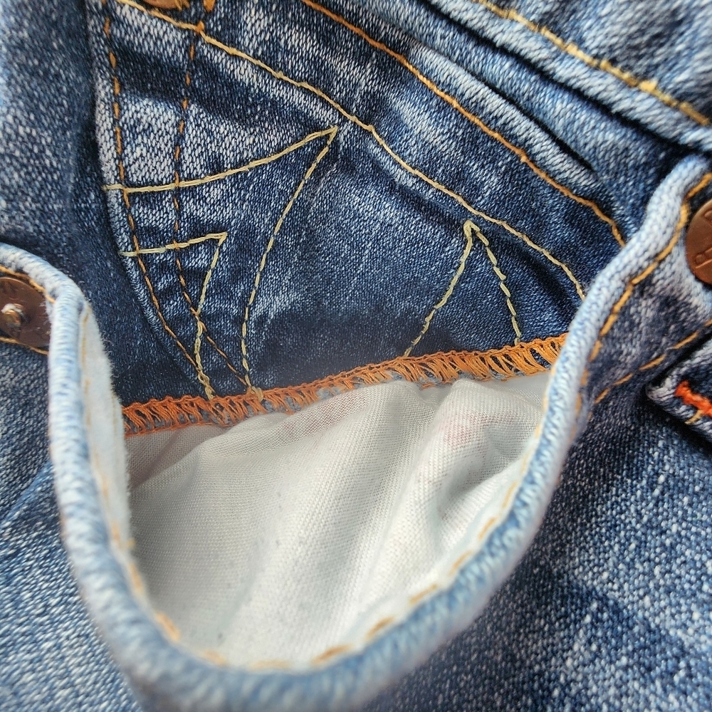 VTG TRUE RELIGION JEANS WOMENS 32 TWISTED SEAM FLARE LEG LOW RISE USA Horseshoe - Picture 8 of 15